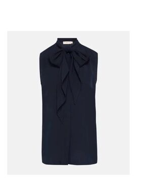 Tory Burch navy button up blouse